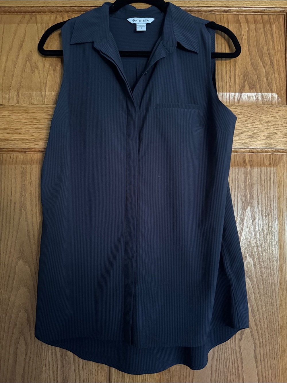 Athleta Navy Pinstripe Sleeveless Collared Tunic